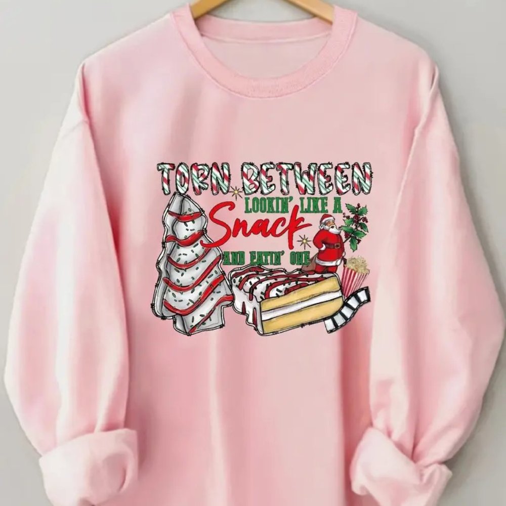 {NEW} Women's Plus Size Christmas Print Sweatshirt XXL Pink